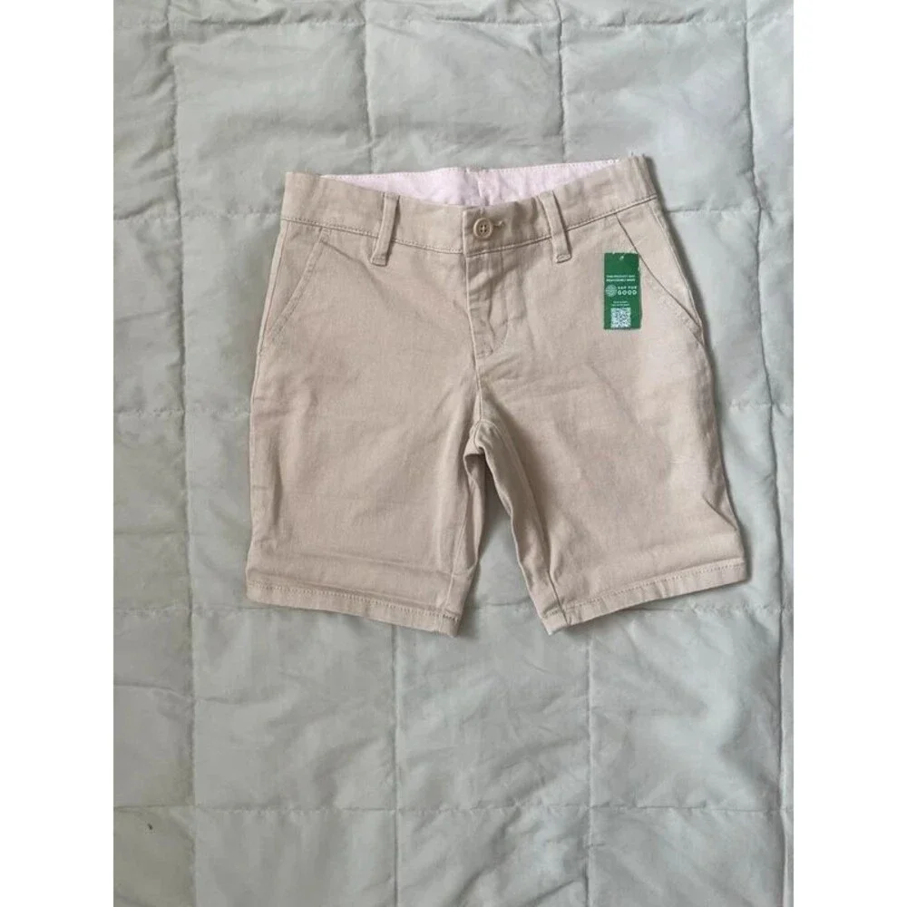 Gap Kids Beige Khaki Chino Shorts Size 6 NWT Adjustable Waist Organic Cotton